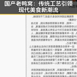 国产老鸭窝：传统工艺引领现代美食新潮流